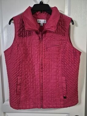 Lena Quilted Sleeveless Vest - Hot Pink